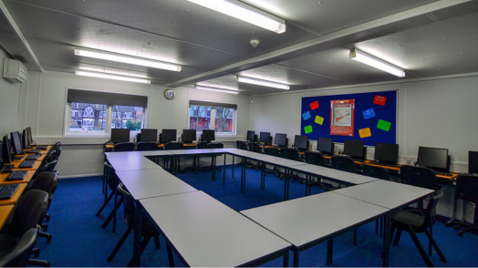 Modular classroom building interior